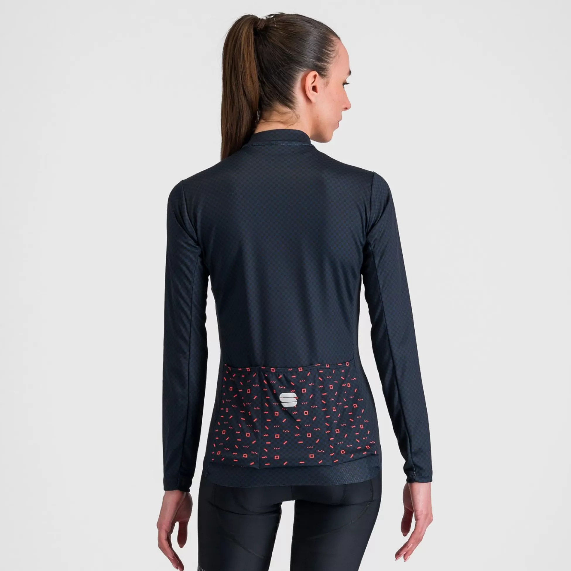 Sportful CHECKMATE W THERMAL JERSEY BLACK GALAXY BLUE POMPELMO^WOMEN Road | Jerseys